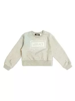Versace Kids толстовка с аппликацией логотипа, серый
