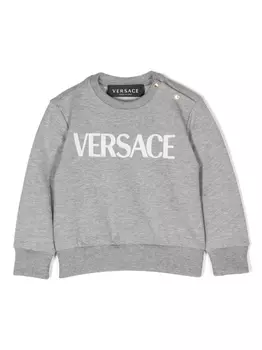 Versace Kids толстовка с логотипом Medusa, серый