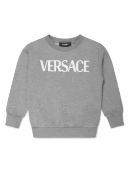 Versace Kids толстовка с логотипом, серый
