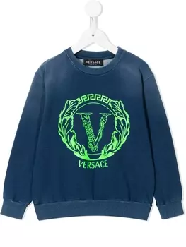 Versace Kids толстовка с логотипом, синий