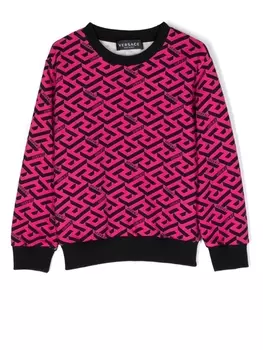 Versace Kids толстовка с принтом Greca, розовый