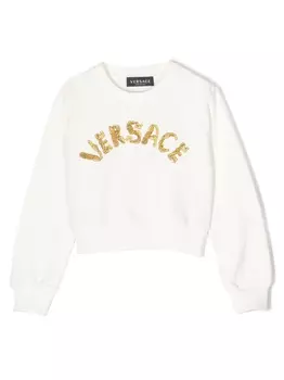 Versace Kids толстовка с вышитым логотипом, белый