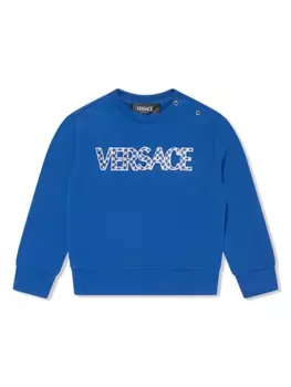 Versace Kids толстовка с вышитым логотипом, синий