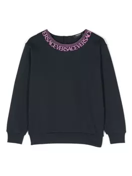 Versace Kids толстовка с вышитым логотипом, синий