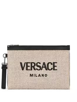 Versace клатч Milano из рафии, нейтральный цвет
