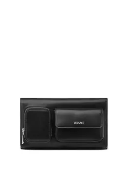 Versace клатч с логотипом, черный