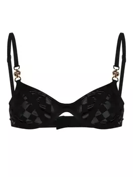 Versace клетчатый бюстгальтер-балконет на косточках, черный