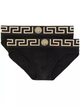 Versace комплект из двух трусов-брифов Greca Border, черный