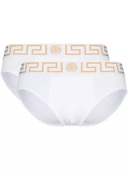 Versace комплект из двух трусов-брифов с узором Greca, белый