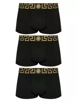 Versace комплект из трех боксеров с узором Greca, черный