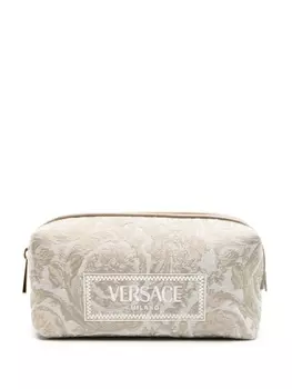 Versace косметичка с вышитым логотипом, нейтральный цвет
