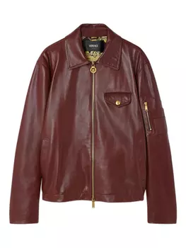 Versace кожаная куртка, коричневый