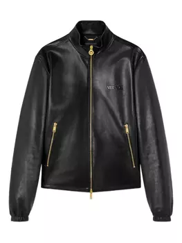 Versace кожаная куртка на молнии, черный