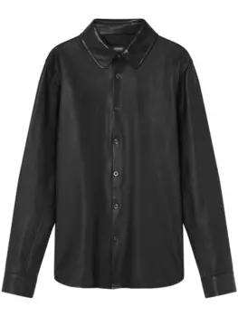 Versace кожаная рубашка, черный