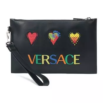 VERSACE Кожаный клатч унисекс черный