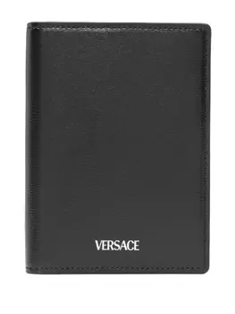 Versace кожаный кошелек с двойным сложением, черный