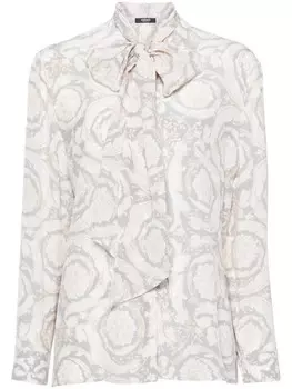 Versace креповая рубашка с принтом «Барокко», серый