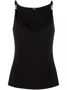 Versace креповый топ Medusa '95 с драпировкой, черный
