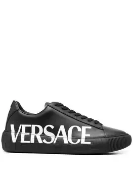 Versace кроссовки с логотипом и узором Greca, черный