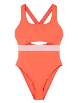 Versace купальник на бретелях Greca с вырезами, оранжевый