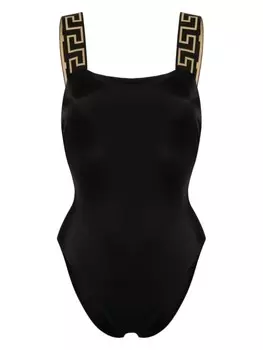 Versace купальник с декором Greca, черный