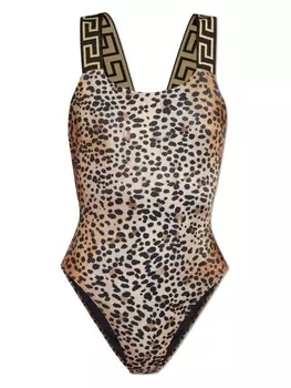 Versace купальник с леопардовым принтом, черный