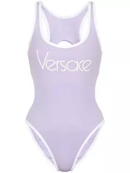 Versace купальник с логотипом, фиолетовый