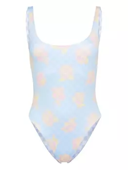 Versace купальник с U-образным вырезом на спине, синий