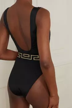 VERSACE купальник Vita с жаккардовой отделкой, черный