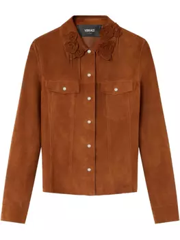 Versace куртка с цветочным принтом, коричневый