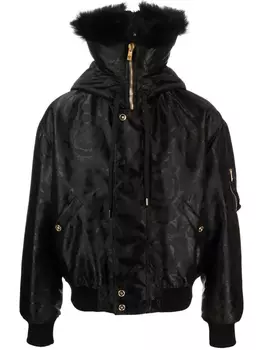 Versace куртка с меховой подкладкой и принтом, черный