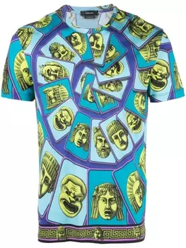 Versace Le Maschere cotton T-shirt, синий
