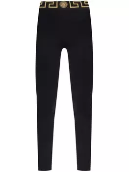 Versace леггинсы с высокой талией и узором «Greca», черный