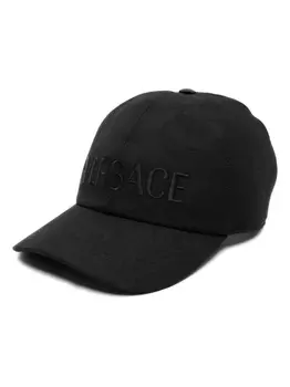 Versace logo-embroidered curved-peak cap, черный