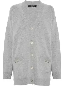 Versace меланжевый кардиган с V-образным вырезом, серый