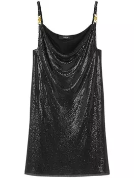 Versace мини-платье из металлической сетки, черный