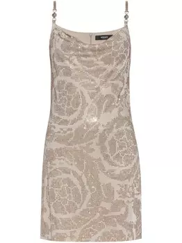 Versace мини-платье с пайетками, нейтральный цвет