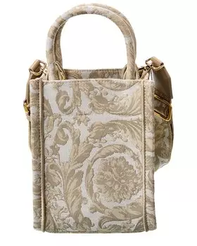 Versace Мини-тоут из парусины Barocco Athena, бежевый