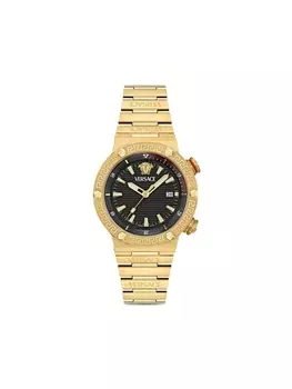 Versace наручные часы 43 мм с узором Greca, черный