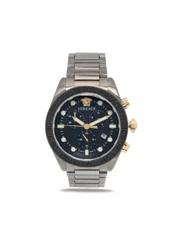Versace наручные часы Greca Dome Chrono 40 мм, серебристый