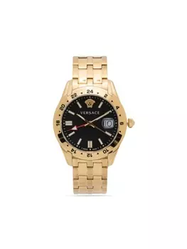 Versace наручные часы Greca Time GMT 41 мм, черный