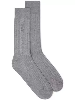 Versace носки с вышитым логотипом, серый