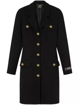 Versace однобортное пальто с пуговицей Medusa, черный