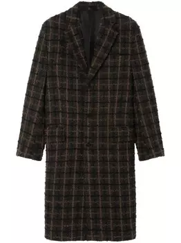 Versace однобортное твидовое пальто, коричневый