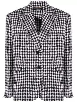 Versace однобортный блейзер в ломаную клетку, черный