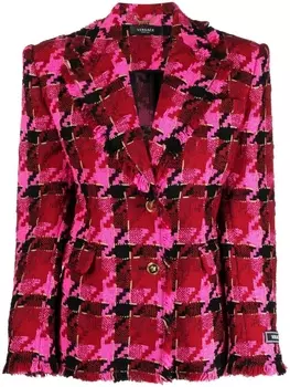 Versace однобортный блейзер в ломаную клетку, красный