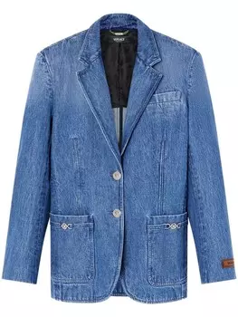 Versace однобортный пиджак из денима, синий