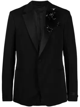 Versace однобортный пиджак с цветочной аппликацией, черный
