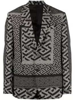Versace однобортный пиджак с геометричным узором, черный