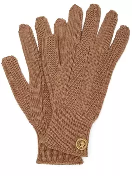 Versace перчатки в рубчик с декором Medusa, коричневый